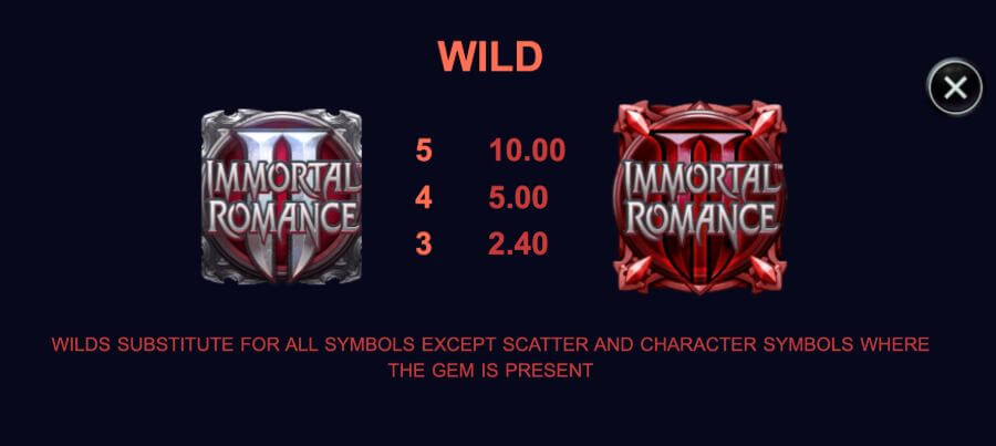 Immortal Romance 2- símbolo Wild