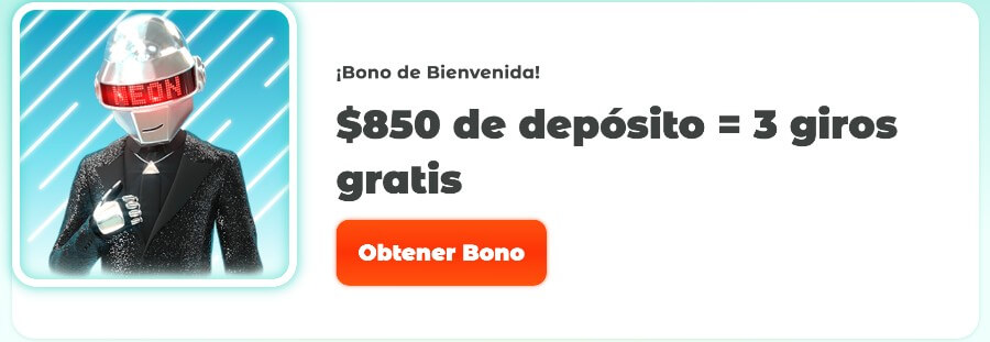 Bono de bienvenida 3 giros gratis Neon54