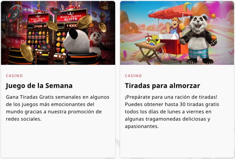 Bonos para juego de la semana y giros gratis en Royal Panda