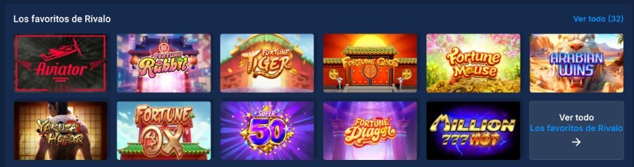 Juegos en Rivalo casino