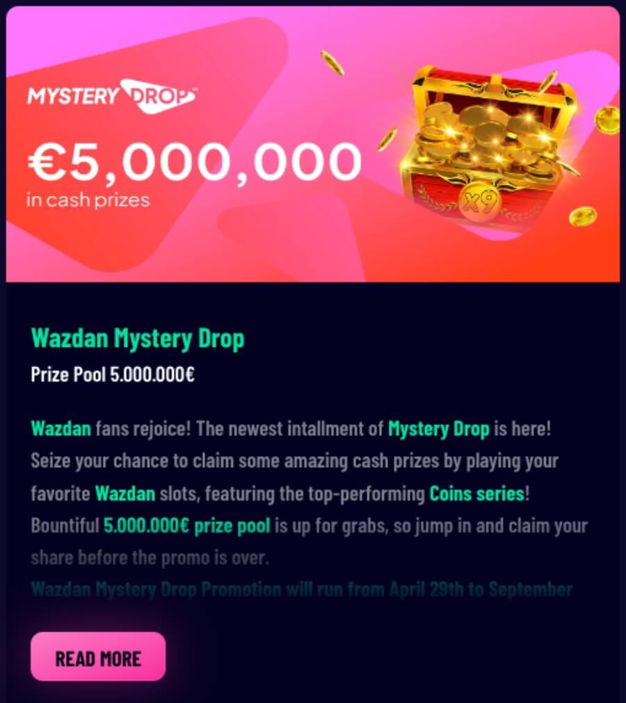 Oferta Mystery Drop Wazdan en Vegaz Casino