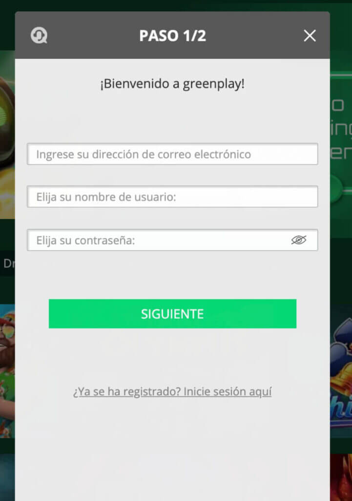 Registro en Greenplay