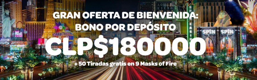 Spin Casino bono de bienvenida 180.000 CLP + 50 tiradas gratis